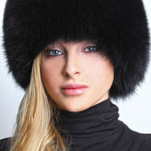 Black Fox Fur Bubble Hat 5211