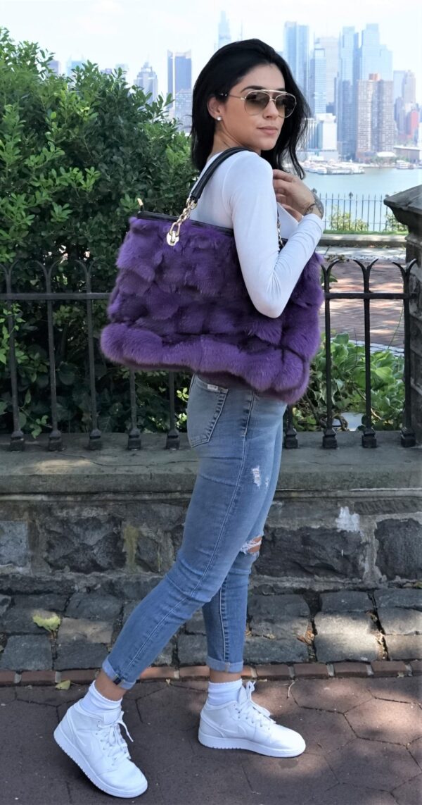 Purple Fox Fur Bag 6344 - Image 3